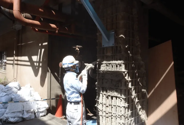 ポリマーセメント吹付工法の施工前